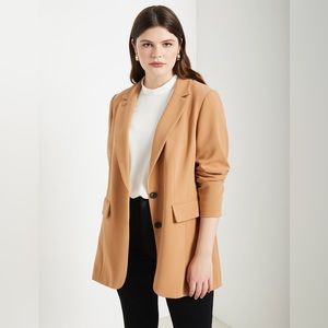 ELOQUII 365 Suit Long Tailored Blazer, Biscuit (Camel), 26W, NWT